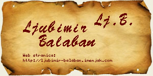 Ljubimir Balaban vizit kartica